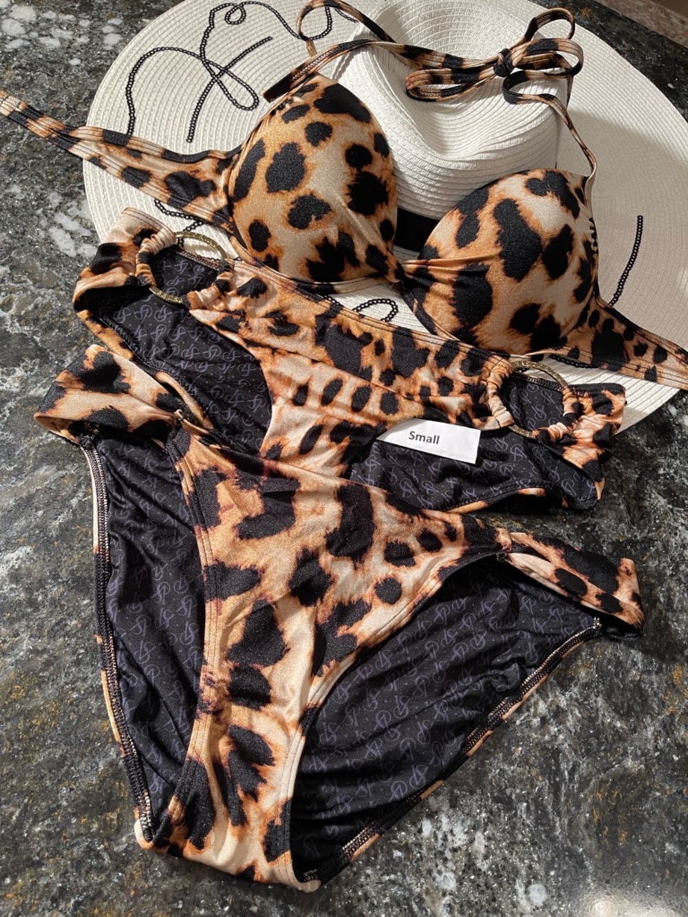 Victoria Secret bikini twist push-up leopard size 34C and S OR M bottoms - Picture 3 of 13